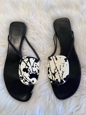 Hermes Vintage Medallion Kala Leather Flip Flops - Splatter Design - EUR 38